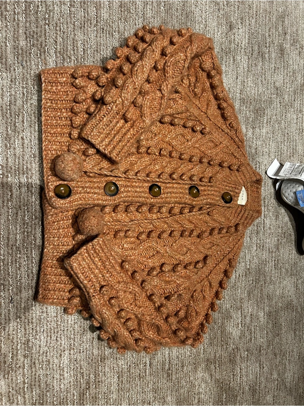 Doen Pom-Pom Cable Knit Cardigan - Camel Brown